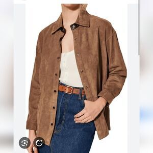 Samoon 18 Brown Leather Jacket Shirt